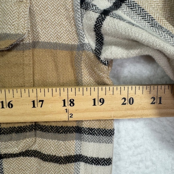 Abercrombie Kids Plaid Flannel Shirt Button Up Tan Black Girls 13/14 - Picture 4 of 6